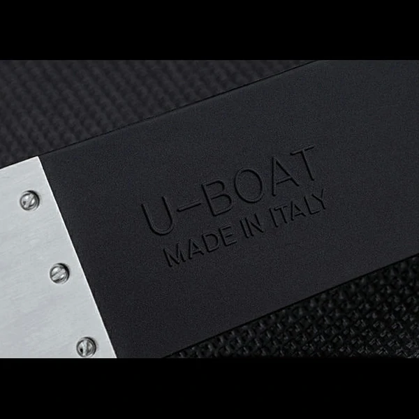 U Boat 1001 Yellow On Black Dial Stainless Steel Case Rubber Bracelet new60637