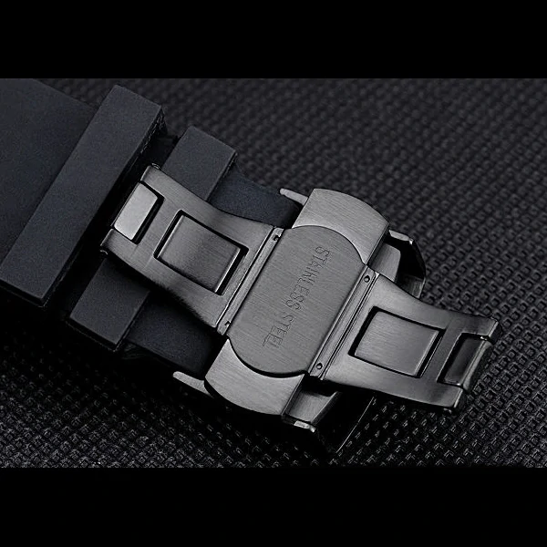 U Boat Flightdeck Black Dial Black Steel Case Black Rubber Bracelet new60639