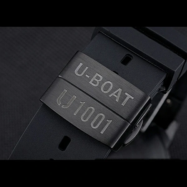U Boat Classico Yellow On Black Dial Black Steel Case Rubber Bracelet new60640