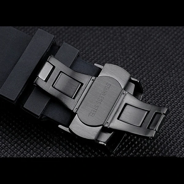 U Boat Classico Yellow On Black Dial Black Steel Case Rubber Bracelet new60640