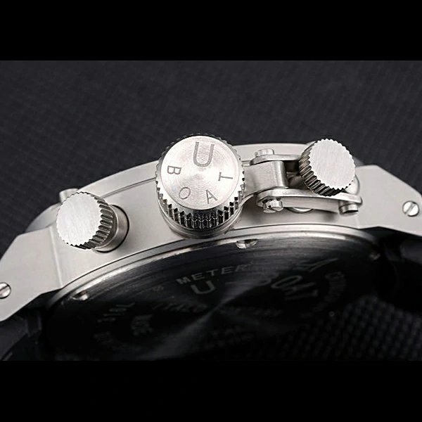 U Boat Italo Fontana White Dial Stainless Steel Case Black Leather Bracelet new60641