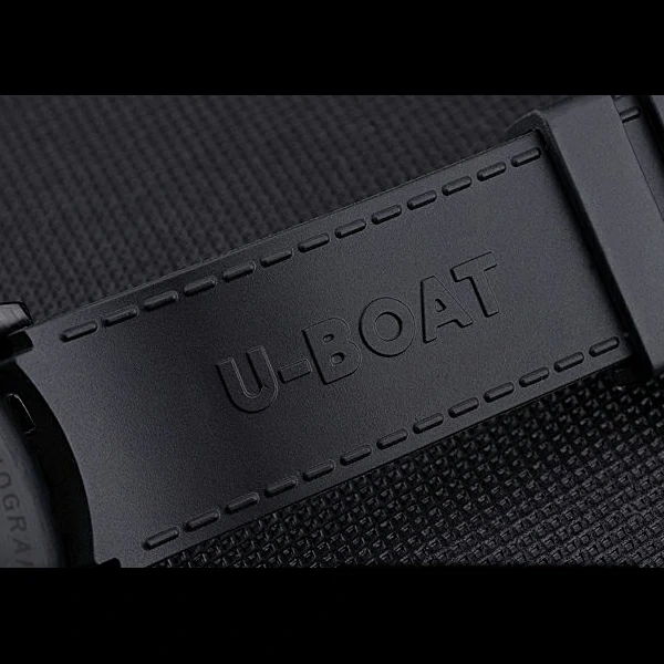 U Boat 1001 White On Black Dial Black Steel Case Black Leather Bracelet new60643
