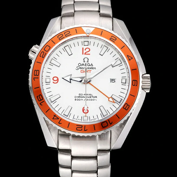 Omega Seamaster GMT White Dial Orange Bezel Stainless Steel Case new60644
