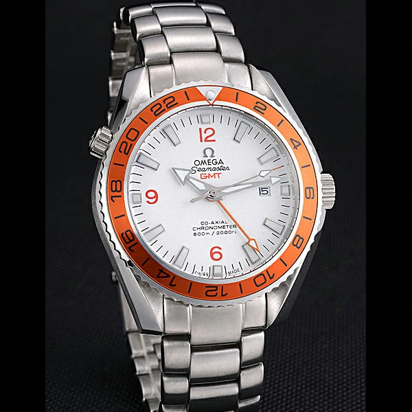 Omega Seamaster GMT White Dial Orange Bezel Stainless Steel Case new60644