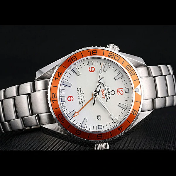 Omega Seamaster GMT White Dial Orange Bezel Stainless Steel Case new60644