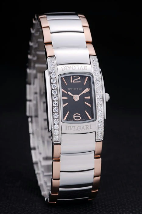 Bvlgari Assioma D 20mm Black Dial Stainless Steel Case With Diamonds Two Tone Bracelet new72962