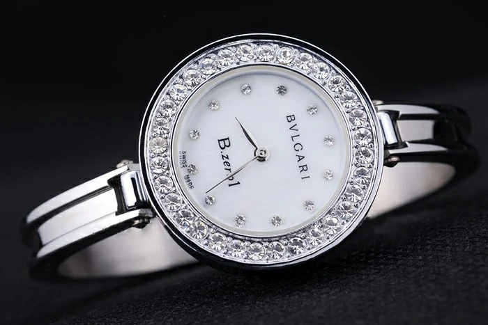 Bvlgari B.ZERO1 30mm White Dial With Diamonds Stainless Steel Case With Crystals Steel Bracelet new73022