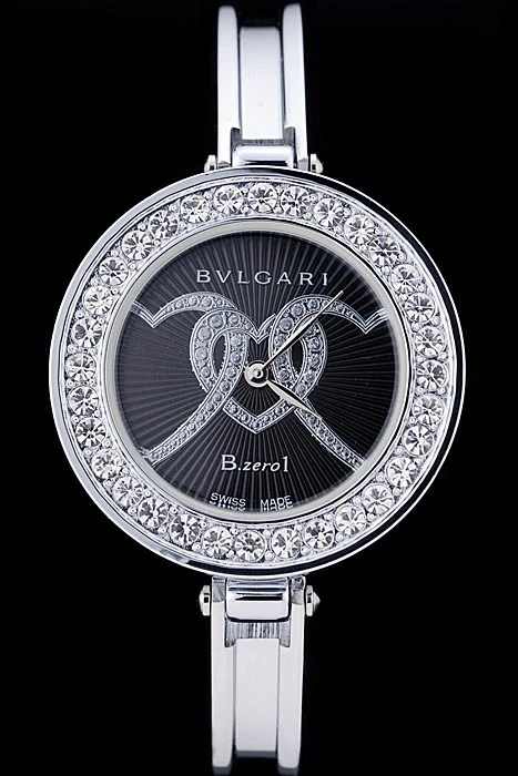 Bvlgari B.ZERO1 30mm Black Dial With Model Steel Case With Diamonds Steel Bracelet new73042