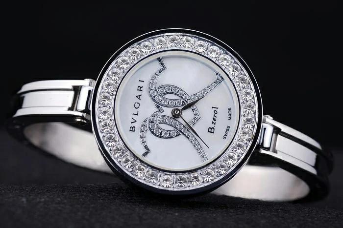 Bvlgari B.ZERO1 30mm White Dial With Model Steel Case With Diamonds Steel Bracelet new73082