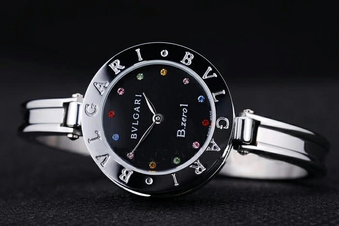 Bvlgari B.ZERO1 30mm Black Dial With Jewels Steel Case Black Bezel Steel Bracelet new73112