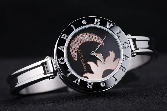 Bvlgari B.ZERO1 30mm Black Sun And Moon Dial Steel Case Black Bezel Steel Bracelet new73122