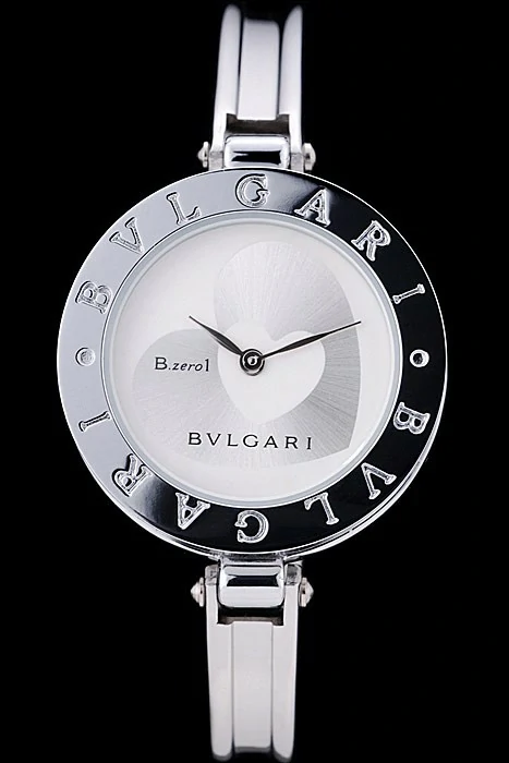 Bvlgari B.ZERO1 30mm White Heart Dial Steel Case Black Bezel Steel Bracelet new73192