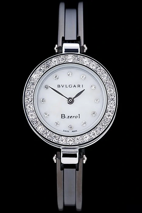 Bvlgari B.ZERO1 24mm White Dial Stainless Steel Case With Diamonds Black Steel Bracelet new73212