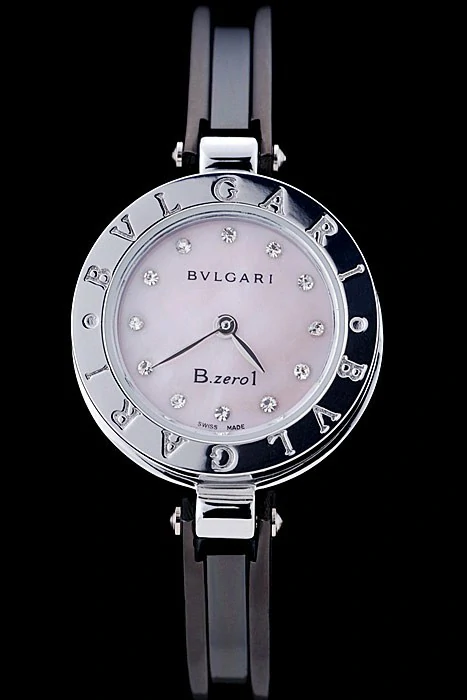 Bvlgari B.ZERO1 24mm Pink Dial Stainless Steel Case Black Steel Bracelet new73232