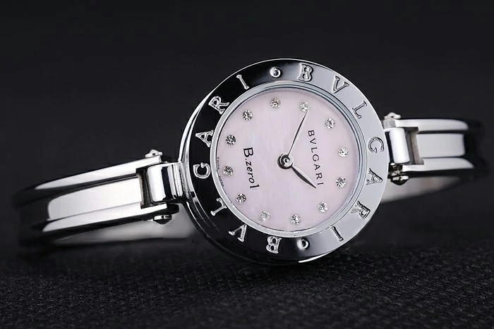 Bvlgari B.ZERO1 24mm Pink Dial Steel Case Black Bezel Steel Bracelet new73322