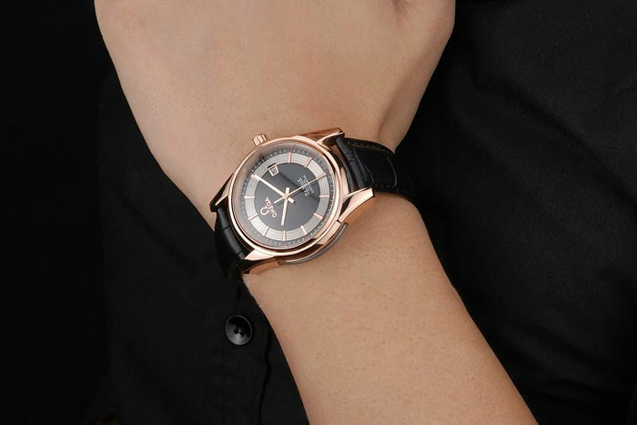 Omega DeVille Black Crocodile Leather Bracelet Black Dial Watch new74482