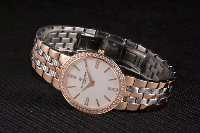 Vacheron Constantin Patrimony Traditionnelle White Dial Rose Gold Diamond Case Two Tone Bracelet new74612