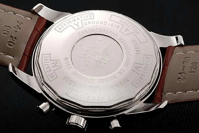 Breitling Transocean Beige Dial Brown Leather Strap Polished Stainless Steel Bezel new86952