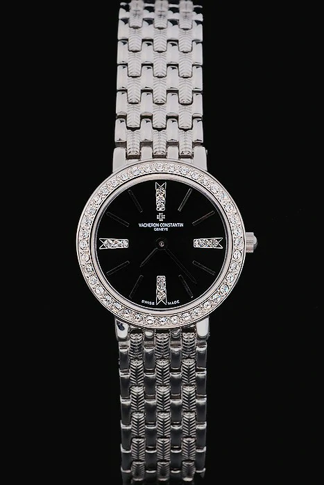 Vacheron Constantin Patrimony Traditionnelle Diamond Black Dial Stainless Steel Bracelet new89232
