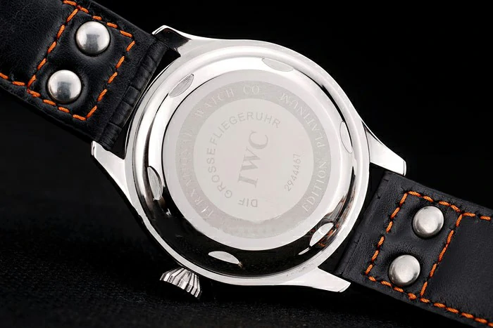 IWC Big Pilot 45mm Black And Orange Dial Black Leather Bracelet new96042