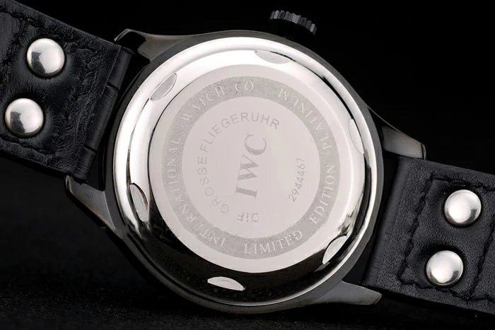 IWC Schaffhausen 45mm Black Dial Cronograph Black Leather Bracelet new96062