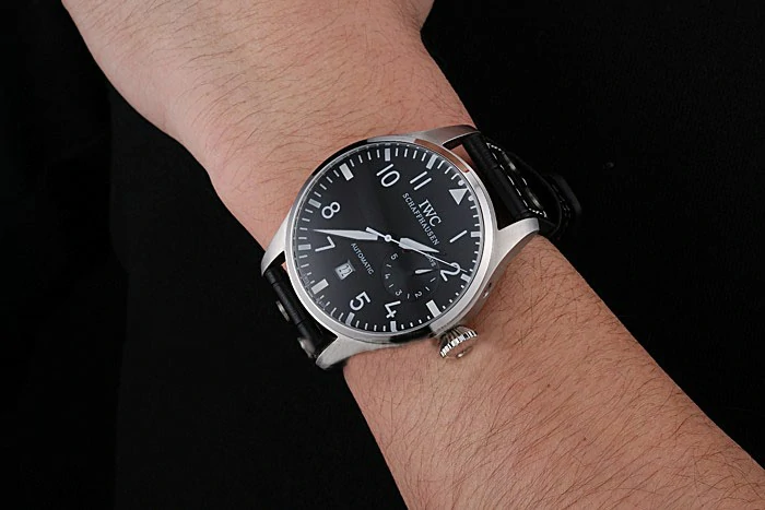 IWC Pilot 7 Day Black Dial Black Leather Bracelet new96122
