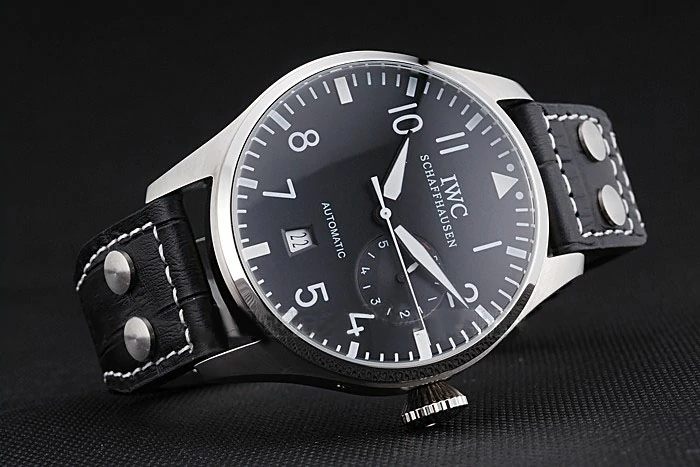 IWC Pilot 7 Day Black Dial Black Leather Bracelet new96122