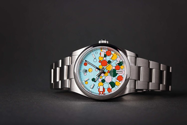 Replica Men's Rolex Oyster Perpetual 41mm with Bubble Dial