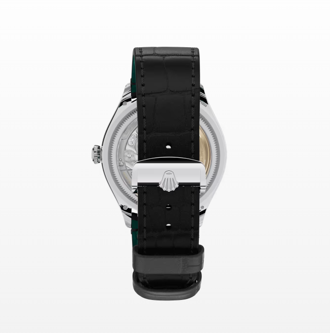 Replica Rolex Perpetual 1908 Platinum Black Leather Strap 39MM Watch