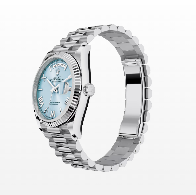 Replica Rolex Day-Date Ice-blue Dial Fluted Bezel 36MM Watch