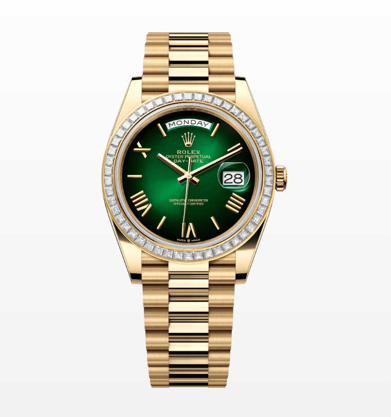 Replica Rolex Day-Date Green Ombré Dial diamond Bezel 40MM Watch