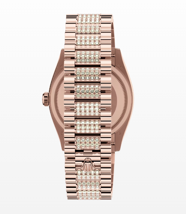 Replica Rolex Day-Date White Dial Fluted Bezel 36MM Rose Gold Watch