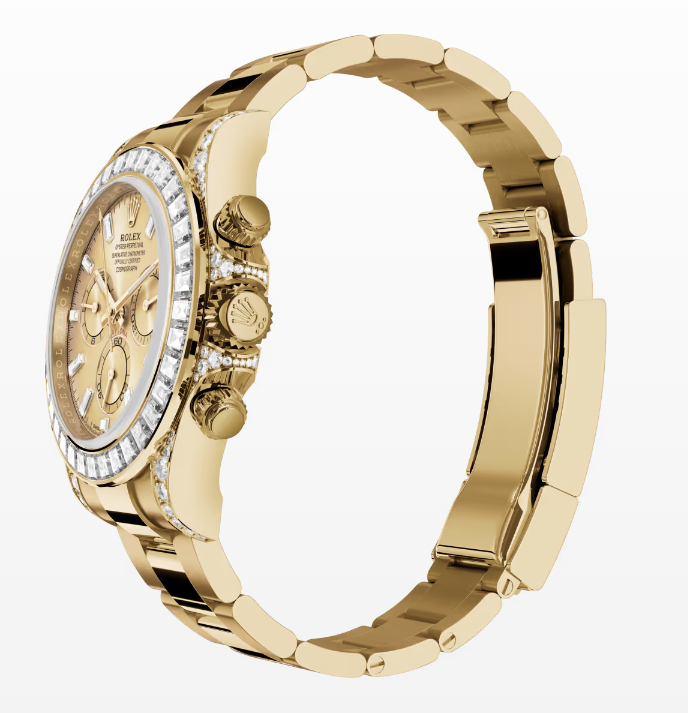 Replica Rolex Cosmograph Daytona Golden Dial 40MM Diamond Bezel Yellow Gold Watch