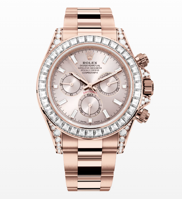 Replica Rolex Cosmograph Daytona Sundust Dial 40MM Diamond Bezel Rose Gold Watch