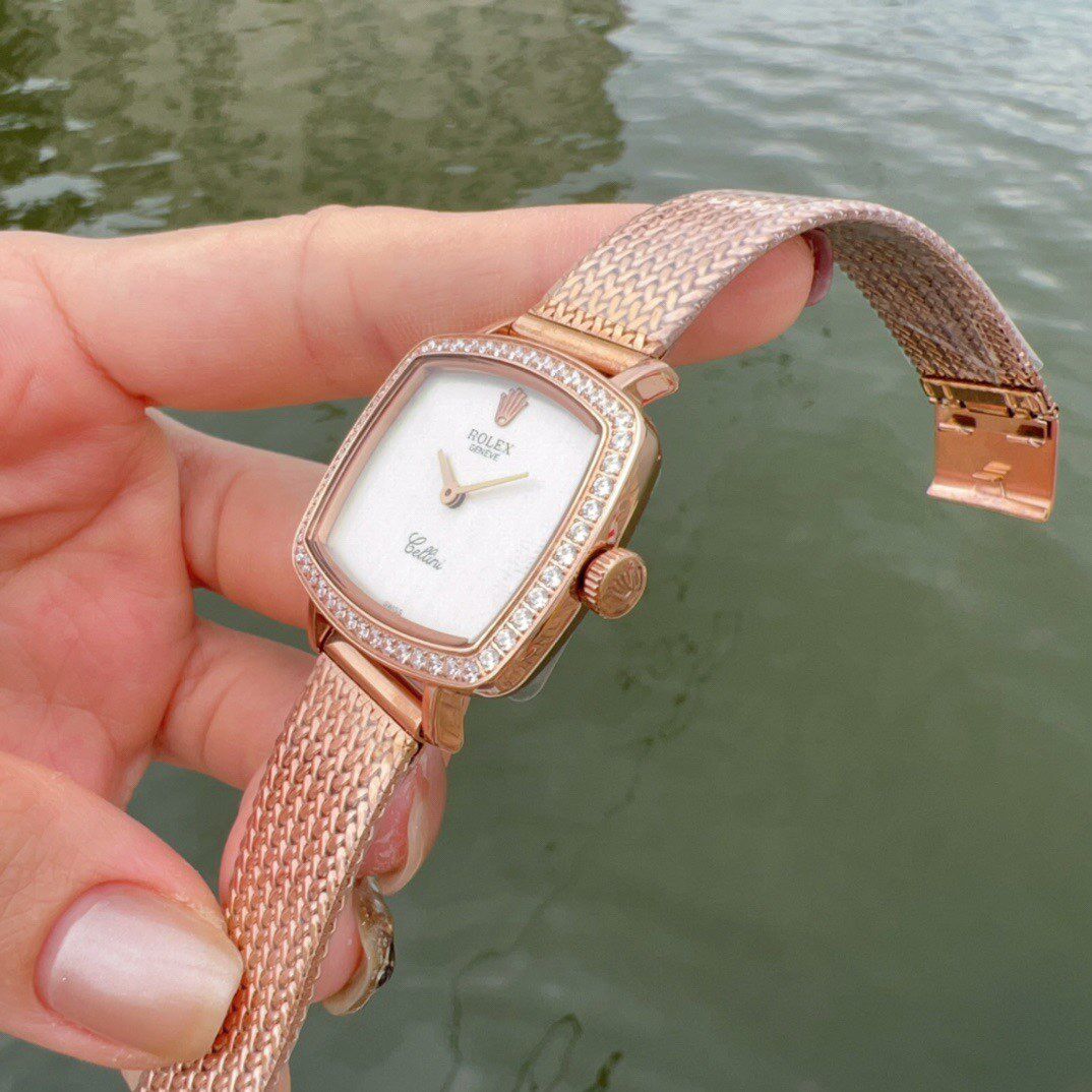 Rolex Cellini Diamond Bezel Rose Gold Quartz 33mm Watch New241104
