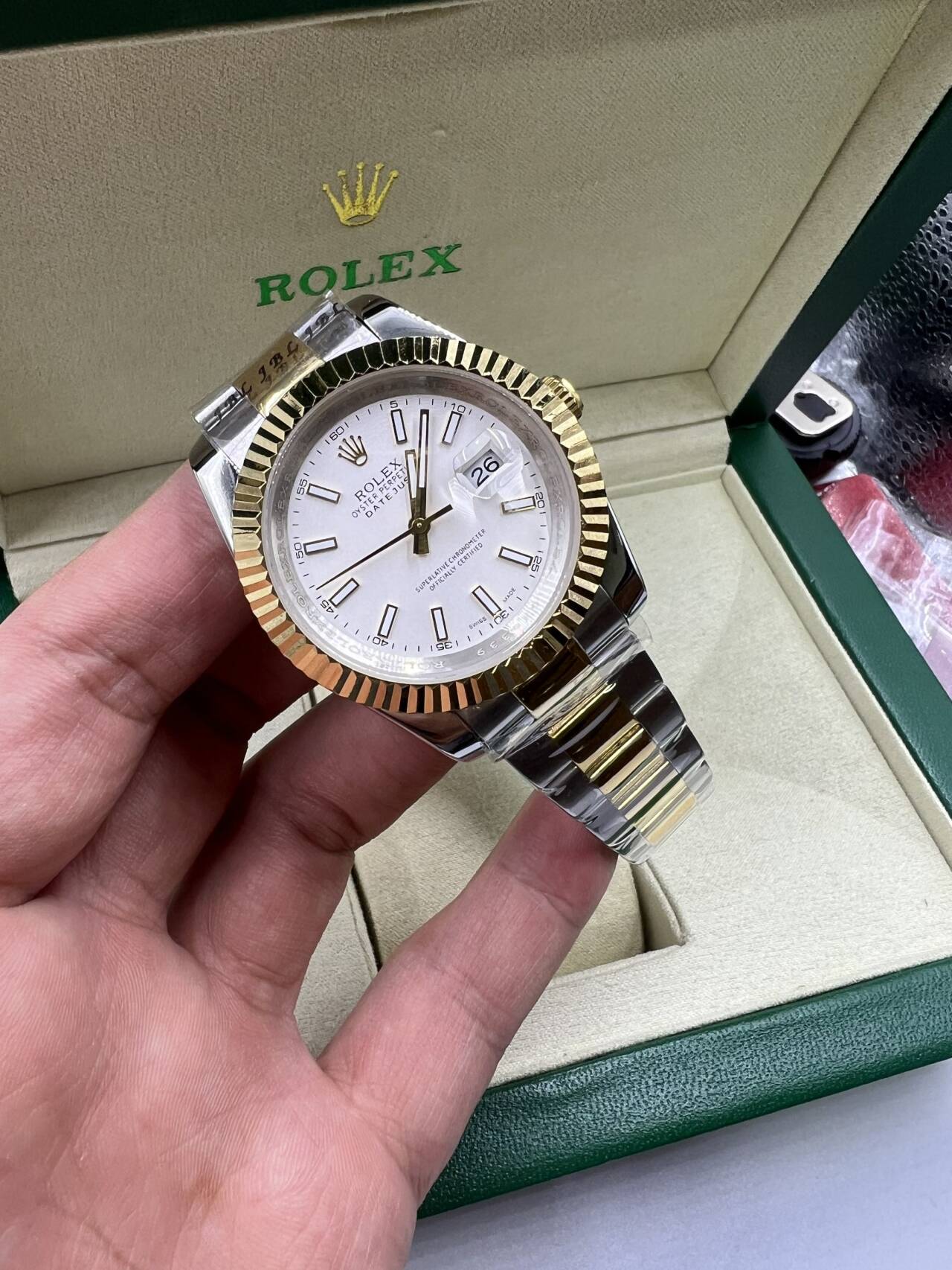 Replica Rolex Datejust II Two Tone Yellow Gold White Dial 41MM Watch New241112
