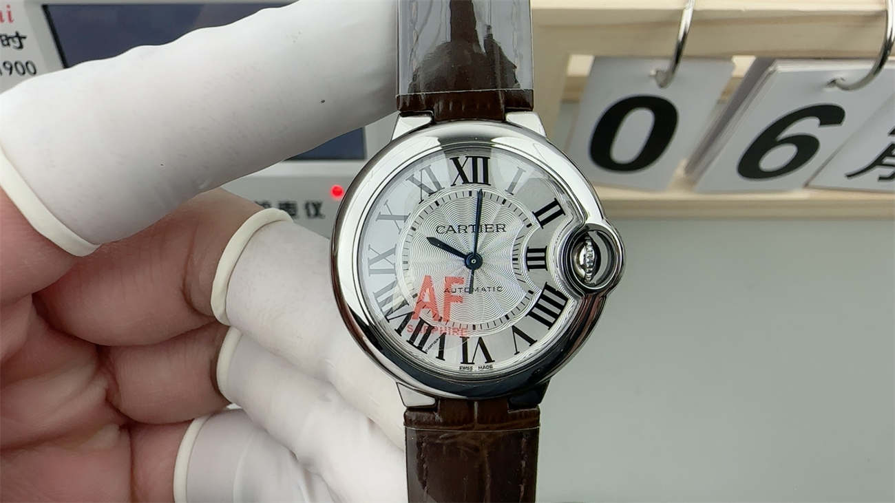 AF Factory Cartier Ballon Bleu Replica – 33mm Quartz with Brown Leather Strap