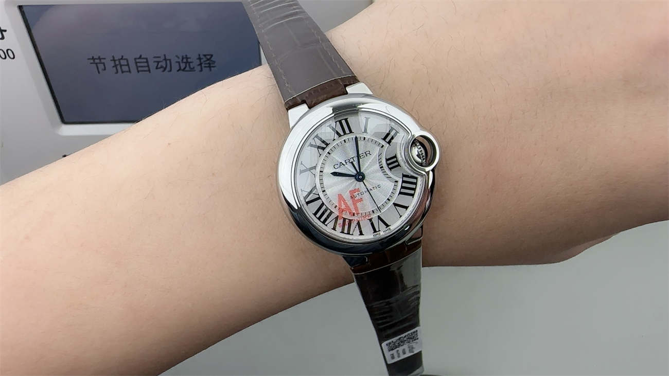 AF Factory Cartier Ballon Bleu Replica – 33mm Quartz with Brown Leather Strap
