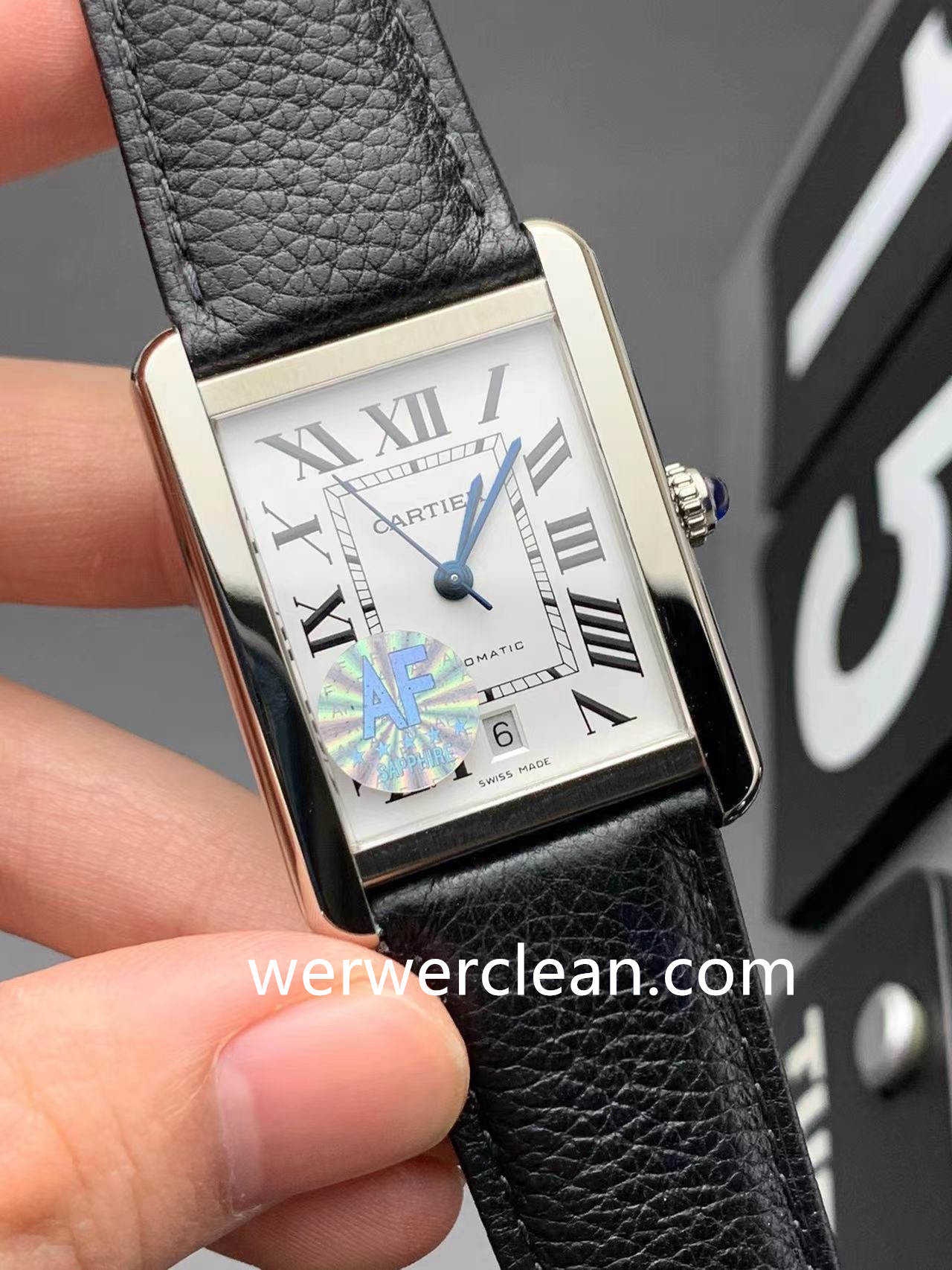 AF Factory Cartier Tank Solo XL W5200027 Silver Opaline Dial 31x41mm Automatic Leather Strap Watch