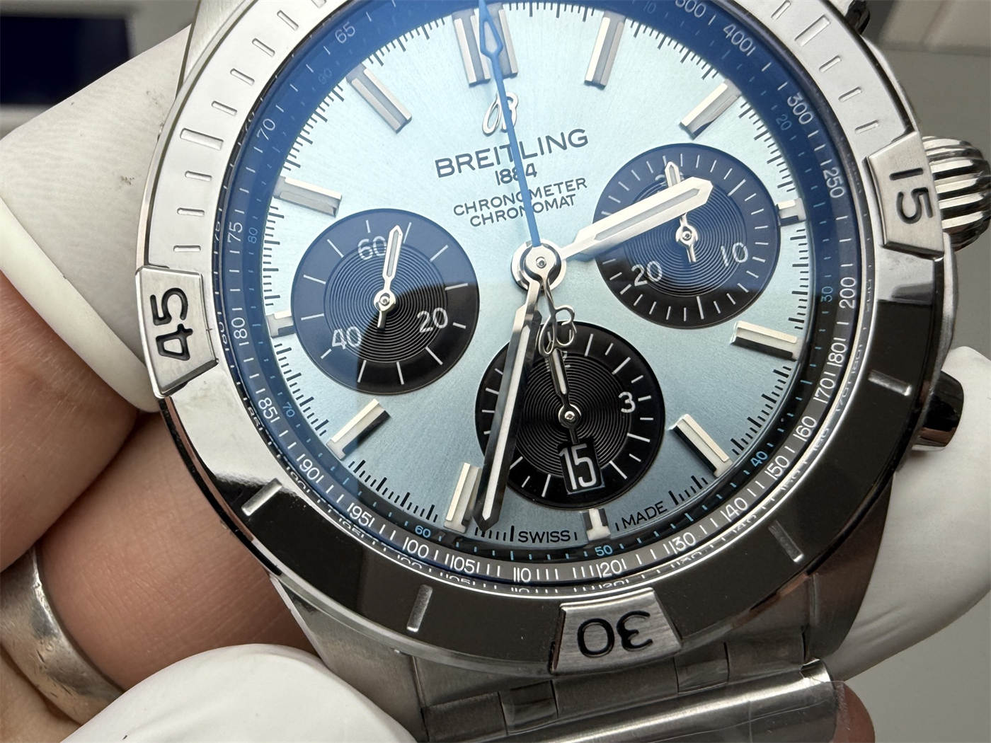 Breitling Chronomat 42 Replica – Blue Dial Steel Bracelet Automatic Watch