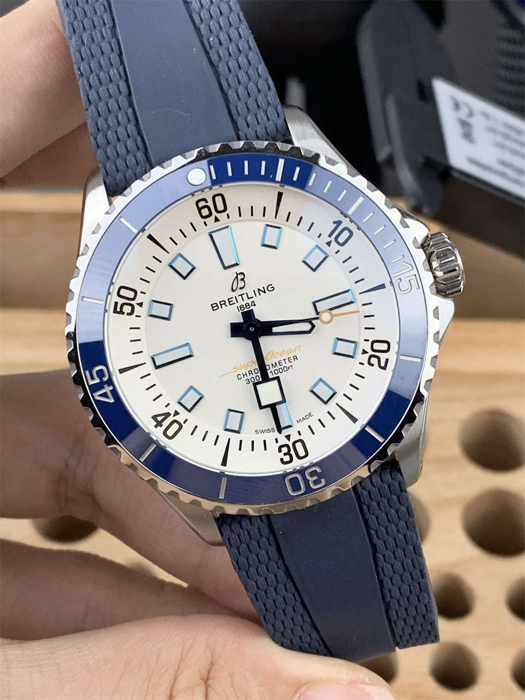 Breitling Superocean Blue Bezel Replica – White Dial | BLS Factory