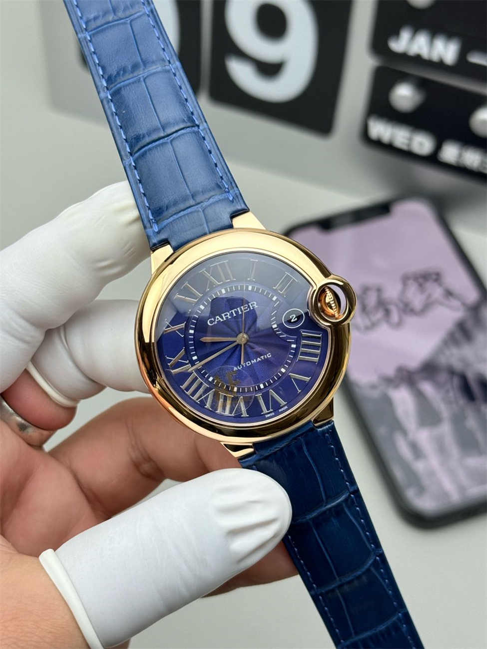 AF Factory Cartier Ballon Bleu 42mm Rose Gold Replica – Blue Dial (Automatic)