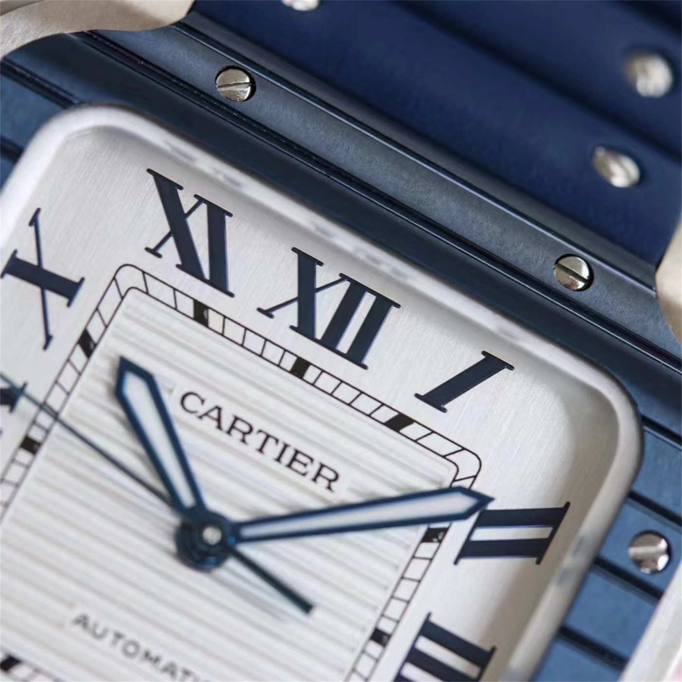Cartier Santos Blue Rubber Strap Replica (WSSA0047) – GF Factory