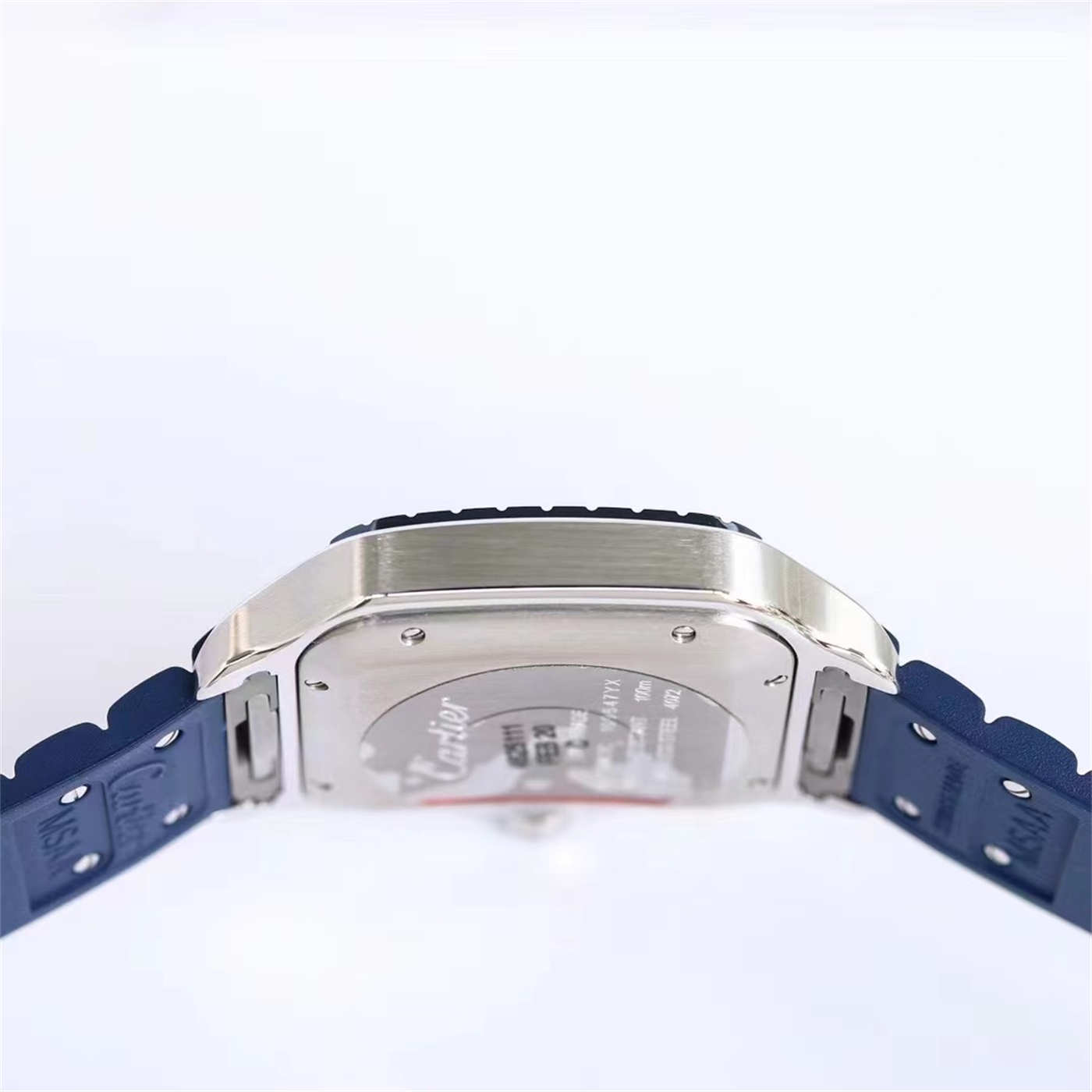 Cartier Santos Blue Rubber Strap Replica (WSSA0047) – GF Factory