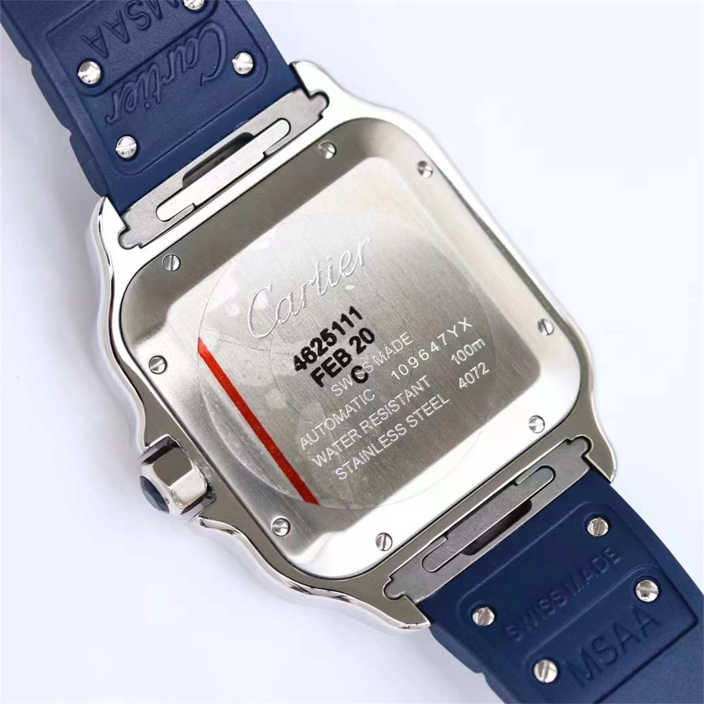 Cartier Santos Blue Rubber Strap Replica (WSSA0047) – GF Factory