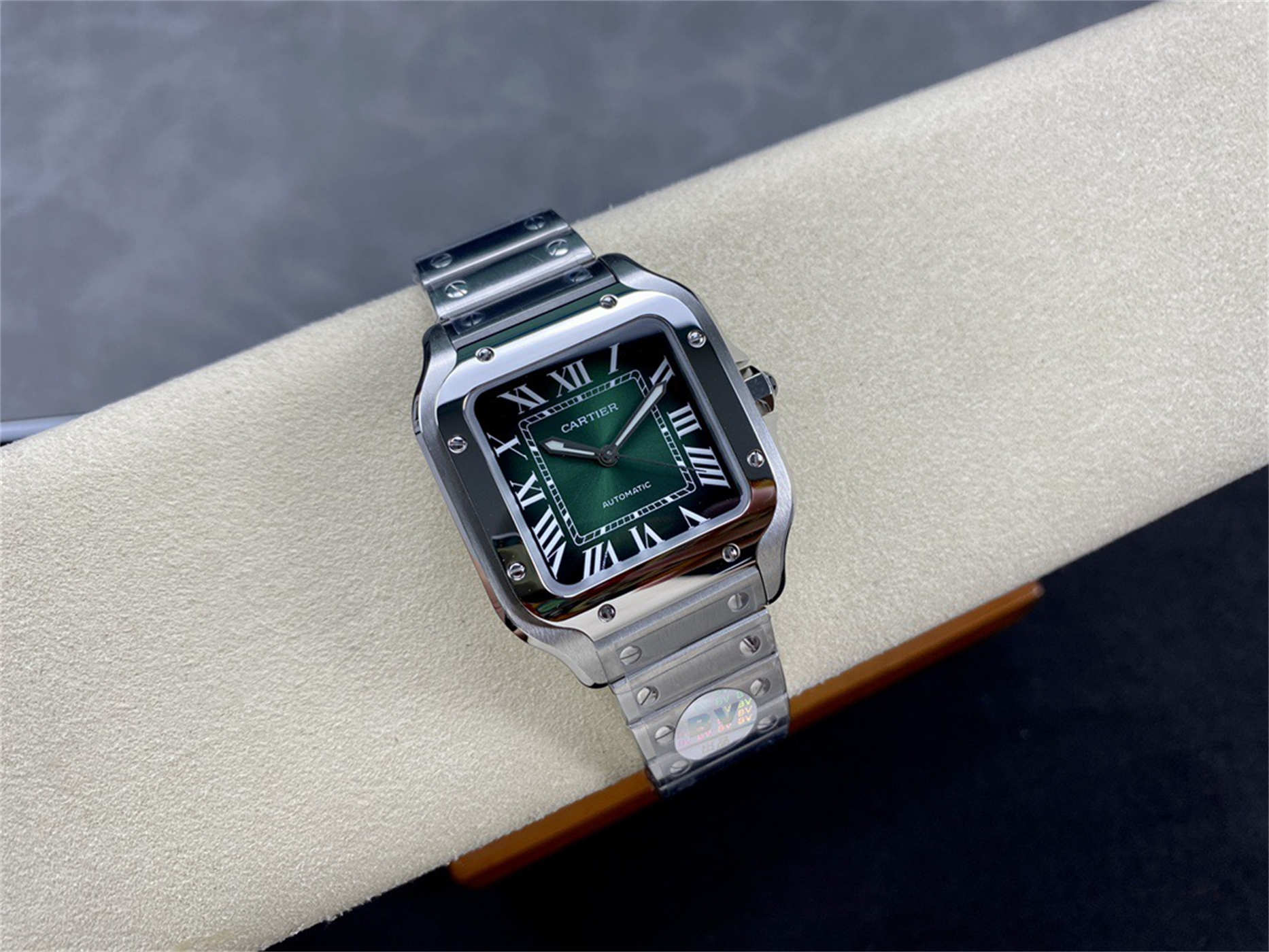 Cartier Santos Green Dial Medium Replica (WSSA0061) – BV Factory V2