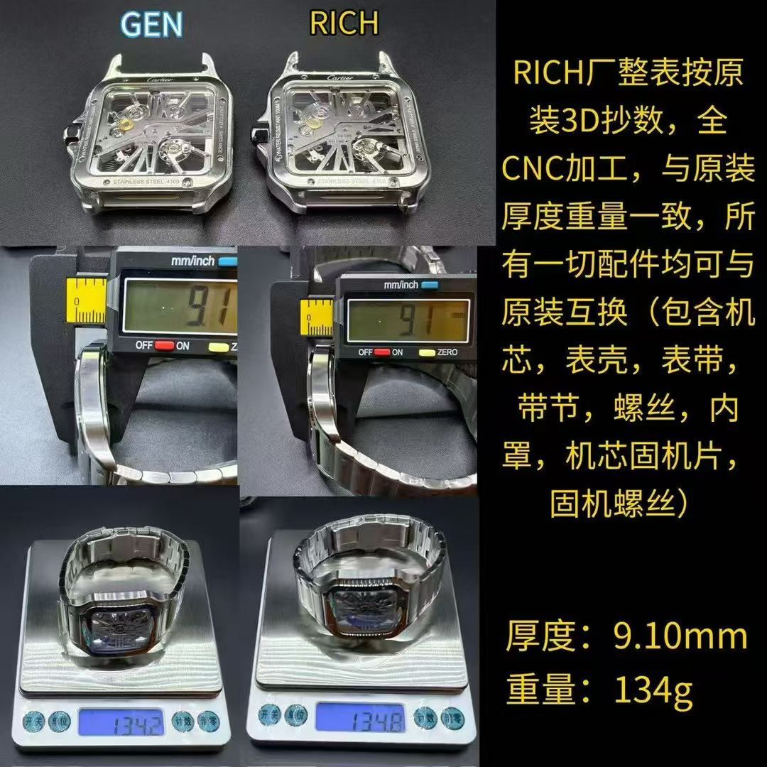Cartier Santos Skeleton Super Clone (WHSA0015) – RF Factory [1:1 Interchangeable Parts]