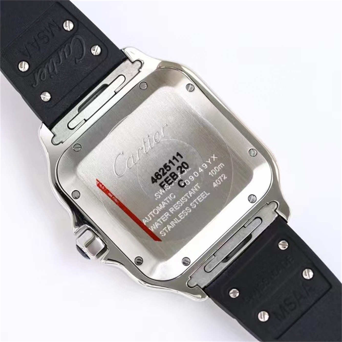 Cartier Santos Two Tone Rubber Strap Replica (Gold Bezel) – GF Factory