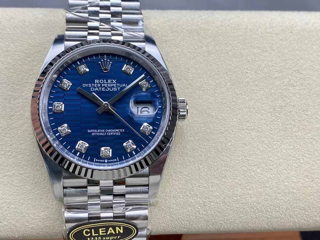 Clean Factory Datejust 36 126234 – Blue Tapestry Dial with Super Clone 3235