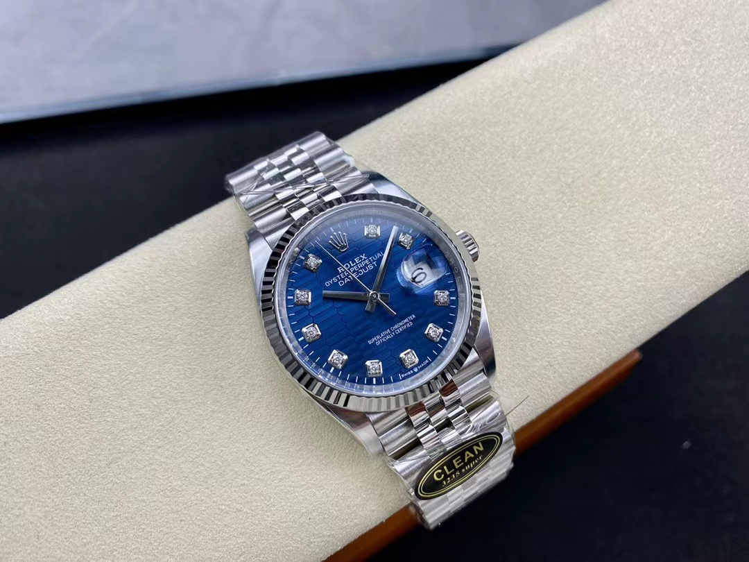 Clean Factory Datejust 36 126234 – Blue Tapestry Dial with Super Clone 3235